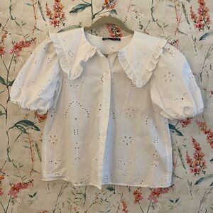 ZARA CROPPED Blouse with Collar!!